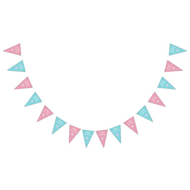 Pink And Blue Twins Boy And Girl Birthday Party Bunting Flags (All)