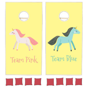 Pink and Blue Unicorn Teams Cornhole Set