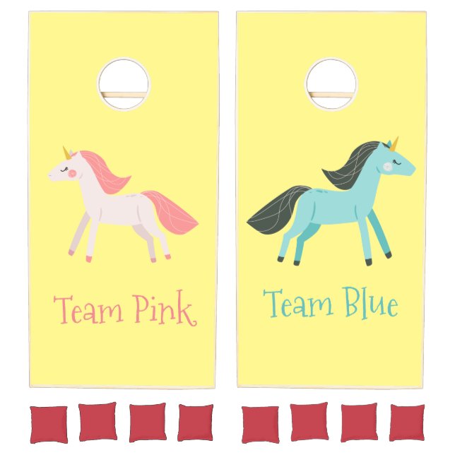 Pink and Blue Unicorn Teams Cornhole Set (Set)