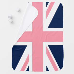 Pink and Blue Union Jack Flag Receiving Blanket