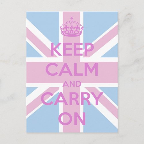 Pink and Blue Union Jack Postcard