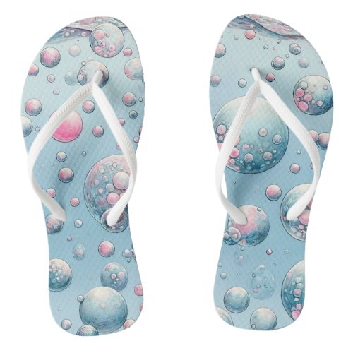 Pink And Blue Water Bubbles  Flip Flops