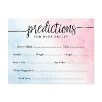 Pink and Blue Watercolor Baby Predictions Card