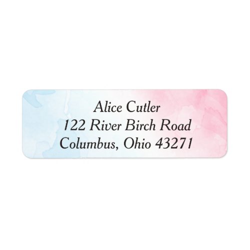 Pink and Blue Watercolor Baby Return Address Label