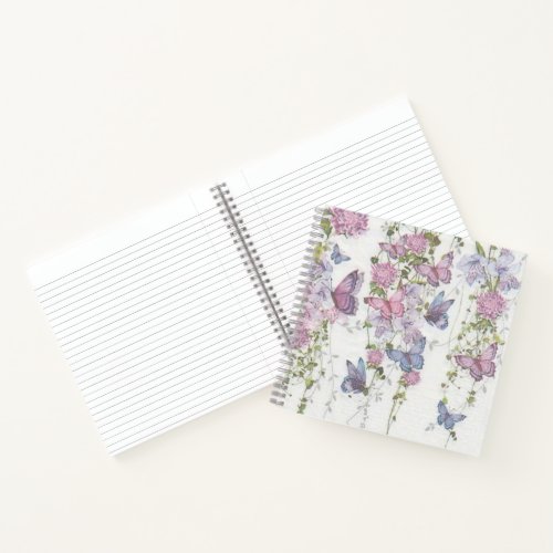 Pink and Blue Watercolor Butterflies Notebook