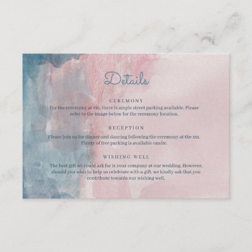 Pink and Blue watercolor Enclosure Card