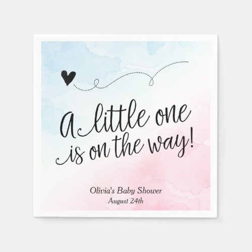 Pink and Blue Watercolor Gender Reveal Baby Shower Napkins