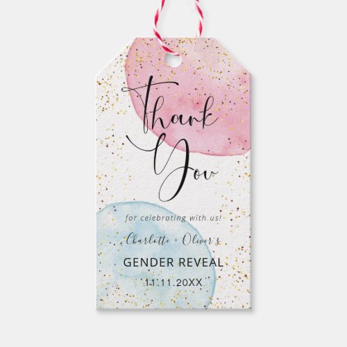 Pink and Blue Watercolor Gender Reveal Party Gift Tags