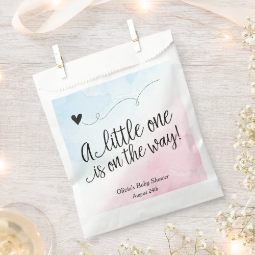 Pink and Blue Watercolor Personalized Baby Shower Favor Bag