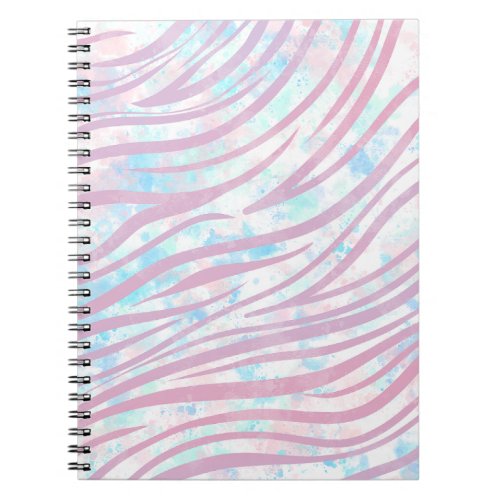 Pink and Blue Watercolor Tiger Pattern Notebook