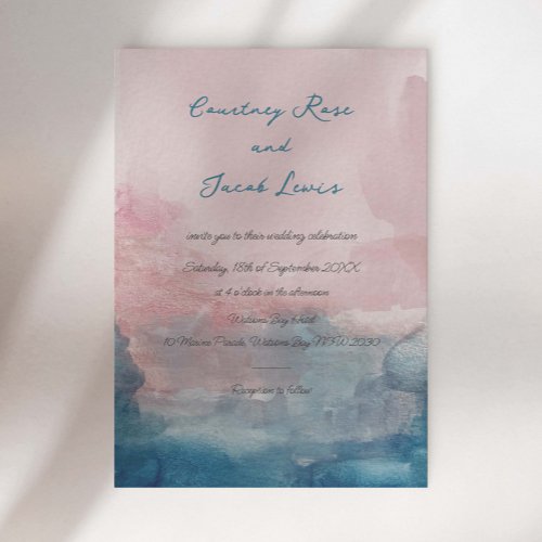 Pink and Blue watercolour Invitation