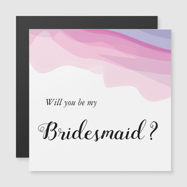 Pink and Blue Waterolor Will You Be My Bridesmaid Magnetic Invitation (Front/Back)