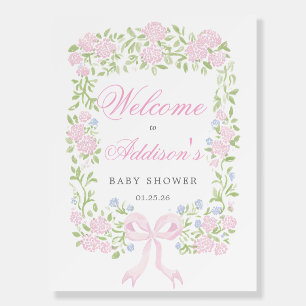 Pink and Blue Welcome Sign, Vintage Floral Welcome Foam Board