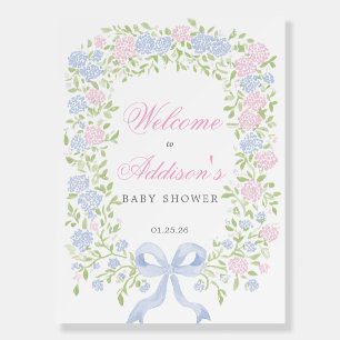 Pink and Blue Welcome Sign, Vintage Floral Welcome Foam Board