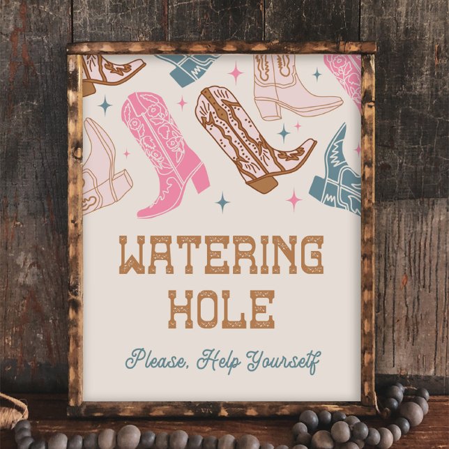 Pink and Blue Western Watering Hole Sign (Creator Uploaded)