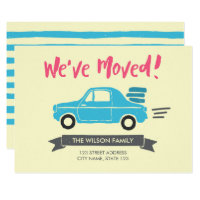 Pink and Blue We've Moved Moving Announcement