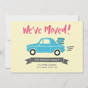 Pink and Blue We've Moved Moving Announcement