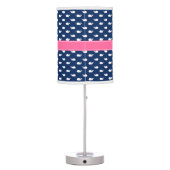 Pink and Blue Whimsical Whales Pattern Monogram Table Lamp (Back)