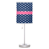 Pink and Blue Whimsical Whales Pattern Monogram Table Lamp (Right)