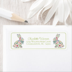 Pink and Blue Wildflower Easter Rabbit Label