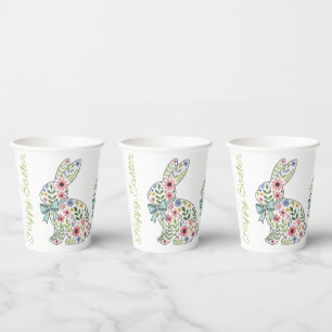 Pink and Blue Wildflower Easter Rabbits Paper Cups