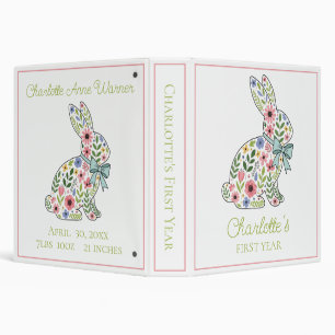 Pink and Blue Wildflower Spring Rabbit Scrapbook 3 Ring Binder