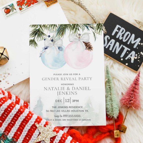 Pink and Blue Winter Baby Shower Invitation