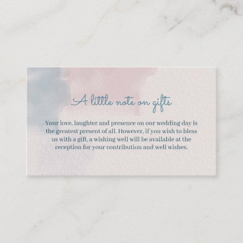 Pink and Blue Wishing Well Note on gifts Enclosure Card