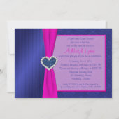 Pink and Blue with Glitter Heart Sweet Sixteen Invitation (Back)