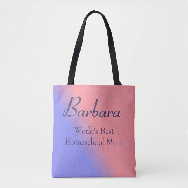 Pink and Blue World's Best Homeschool Mom Tote Bag (Front)