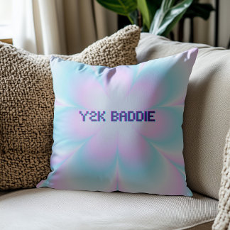 Pink and Blue Y2K Baddie Throw Pillow