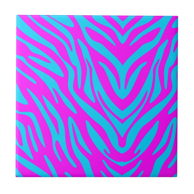 Pink and Blue Zebra Abstract Tile (Front)