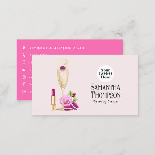 Pink and Blush Beauty Salon Business Card