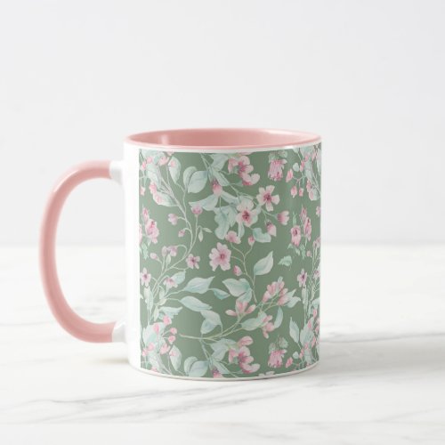 Pink and blush floral pattern  mug