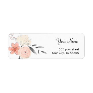 Pink and Blush Flower Watercolor Design Label