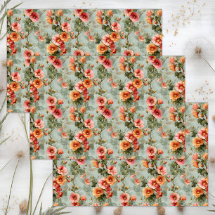 PINK AND BLUSH HOLLYHOCKS WRAPPING PAPER SHEETS