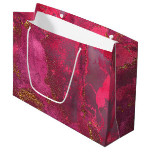 Pink and Blush Rose Gold Ink Gemstone Marble Pink Large Gift Bag