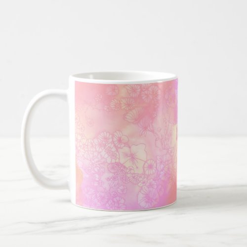 Pink and Blush Watercolor with Floral Design Coffee Mug