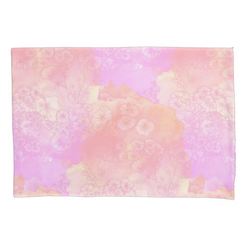 Pink and Blush Watercolor with Floral Design Pillow Case
