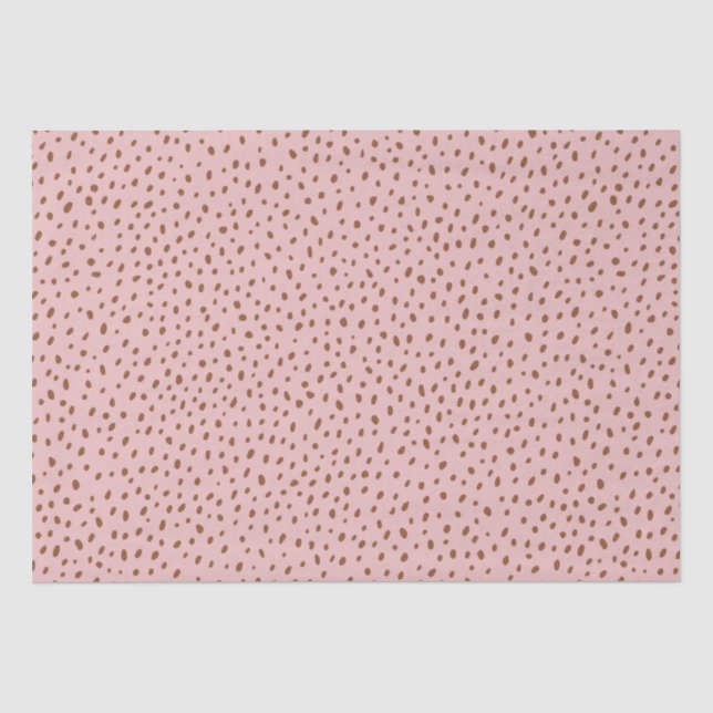 Pink and Boho Terracotta Brown Dots Baby Shower Tissue Paper (Front)