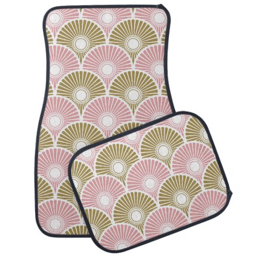 Pink and Brass Chinese Semi Circle Wave Pattern Car Floor Mat