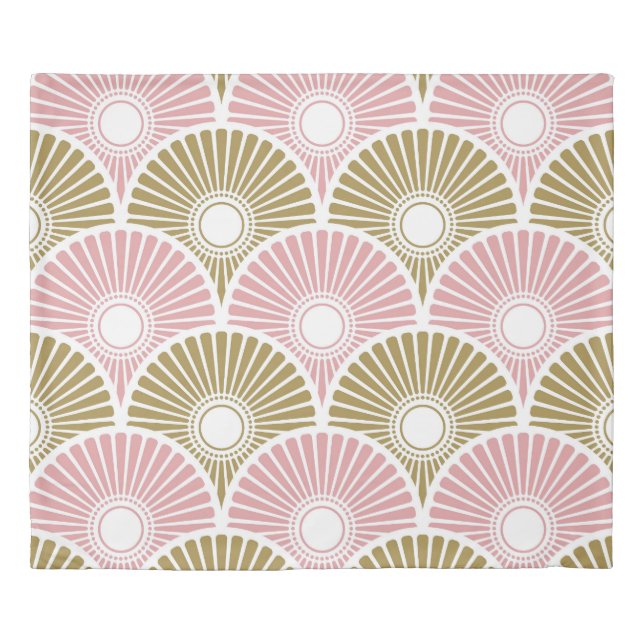 Pink and Brass Chinese Semi Circle Wave Pattern  Duvet Cover (Front)