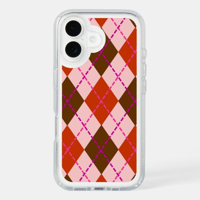 Pink and Brown Argyle Pattern Speck iPhone Case (Front)