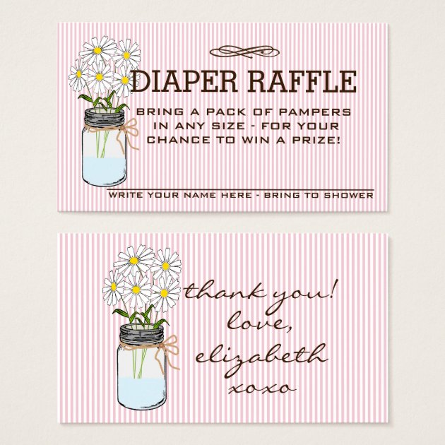 Pink And Brown Baby Shower Diaper Raffle Ticket |