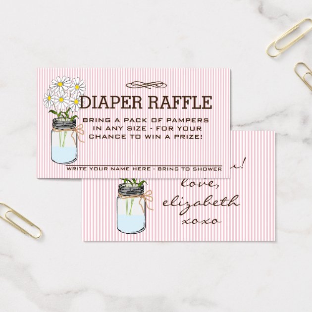 Pink And Brown Baby Shower Diaper Raffle Ticket |