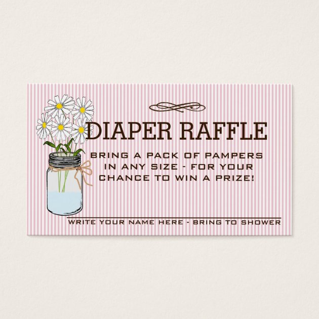 Pink And Brown Baby Shower Diaper Raffle Ticket |