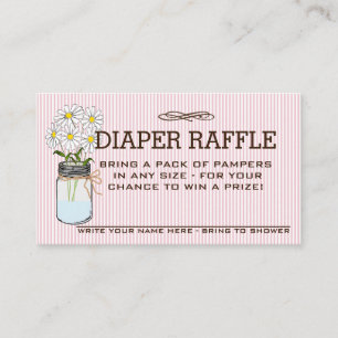 Pink and Brown Baby Shower Diaper Raffle Ticket Enclosure Card