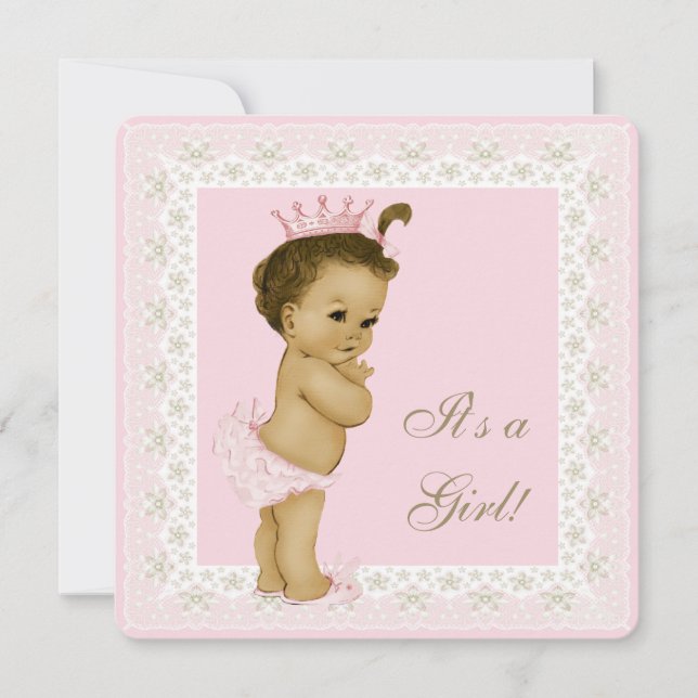Pink and Brown Baby Shower Invitation (Front)