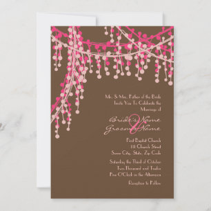 Pink and Brown Beaded Wedding Invitation