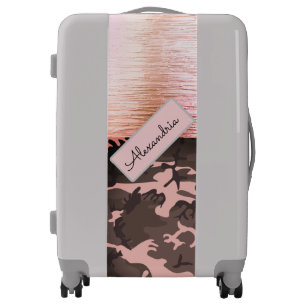 Pink and Brown Camo Pink Personalized Luggage